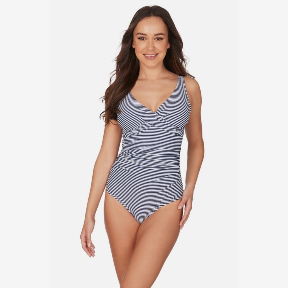 Nip Tuck Women's Swim Sorrento Stripe Louise One Piece Swimsuit 10